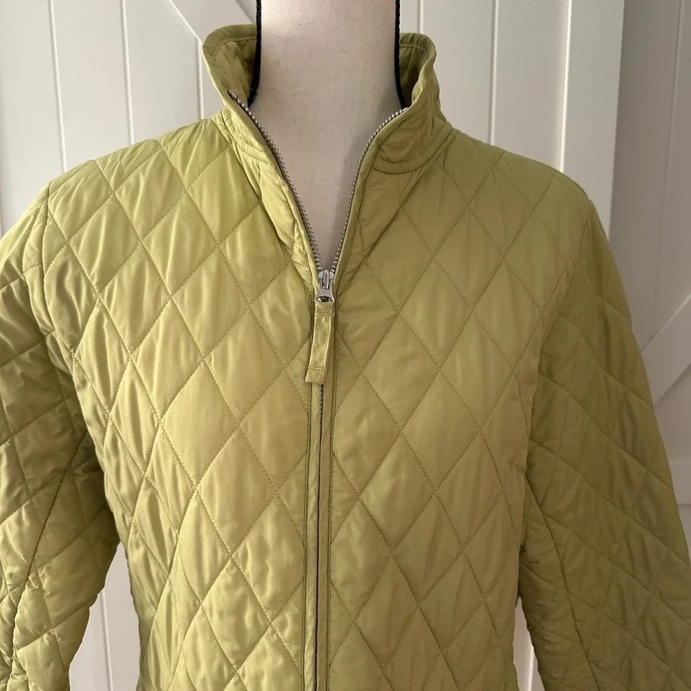 Lands’ End Quilted Jacket Women Small Green Lightweight Zip Coat Snap Pockets - Picture 2 of 7